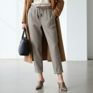 Fabiana Filippi Stretch Wool-Blend Trousers In Taupe